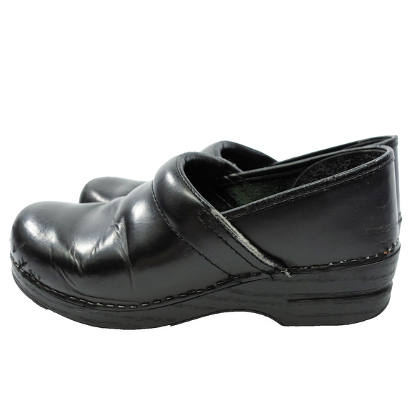 Women's Black Shoes DANSKO 9.5-10 Platform Professional Clogs Leather Slip On - Picture 3 of 8